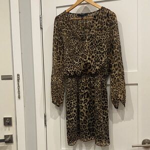 White House Black Market Leopard Print Long Sleeve Dress